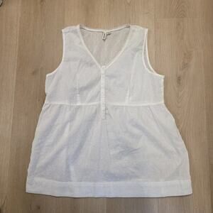 St. Johns Bay White Babydoll Cottagecore Dainty Sleeveless Blouse Size Large